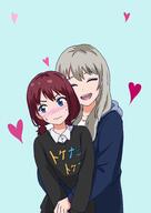 2girls blush garukura girls_band_cry hug iseri_nina kawaragi_momoka yuri // 2421x3425 // 3.3MB