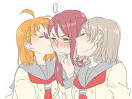 3girls blushing kissing_cheek yuri // 2000x1500 // 380KB