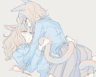 2girls cat_ears cat_girl holding_tail yuri // 1000x800 // 136KB