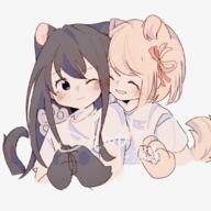 2girls blushing cat_ears cat_girl hug yuri // 1080x1080 // 858KB